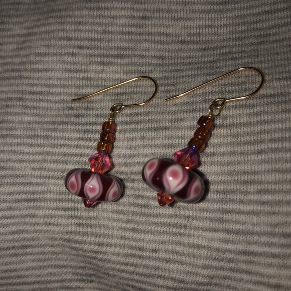Swarovski and Las Vegas lamp work beaded earrings - Picture 3 of 8